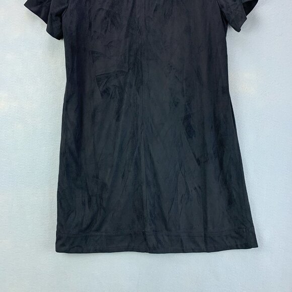 Miss Me‎ Dress Womens Medium Shift Black Faux Suede Embroidered Short Sleeve - Picture 7 of 15